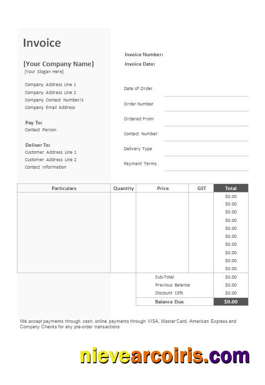 Free Bakery Invoice
